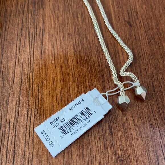 Kendra Scott Betsy Long Pendant Necklace Aqua Howlite Blue Tassels Statement NWT - Picture 6 of 7